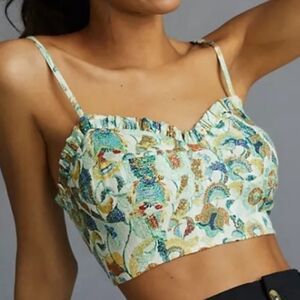 Anthropologie Twist Smocked Bra Bralette Crop Top Halter Bustier Festival Large